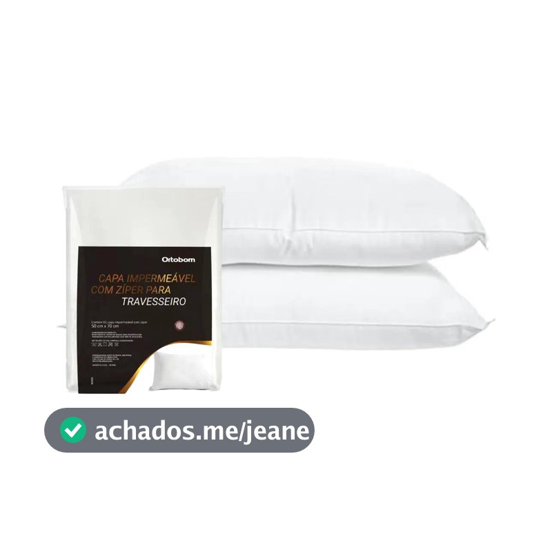 Kit 2 Capas Para Travesseiro Impermeável com Zíper Ortobom Branco 70x50cm