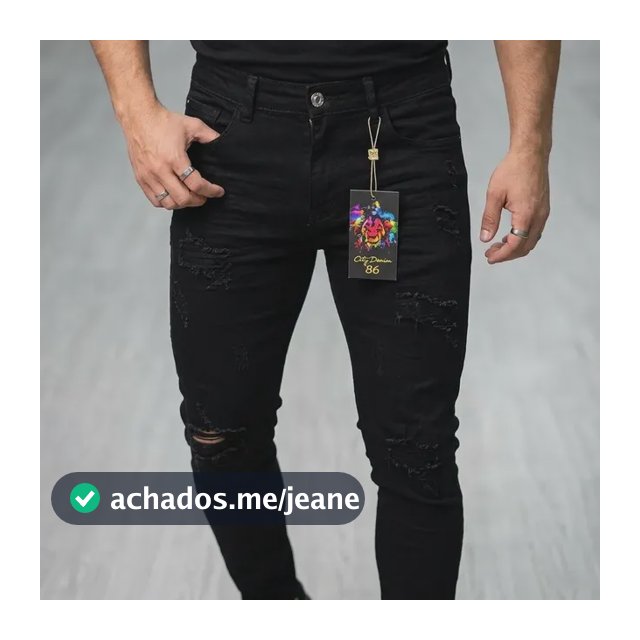 Calça Jeans Jogador Skinny City Denim Preta Lisa Festas