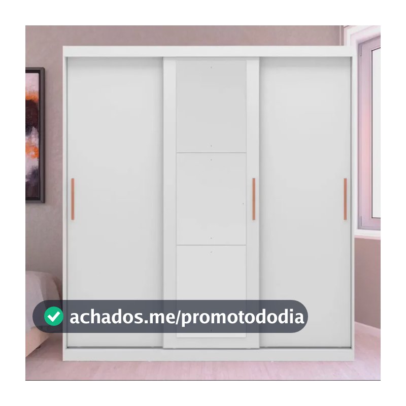 Guarda Roupa Casal Paris Bartira Com Espelho 3 Portas Cor Branco