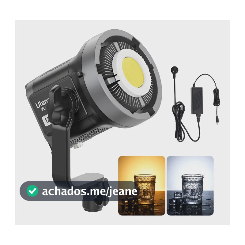 Iluminador LED Ulanzi VL120BI Bicolor, Luz Contínua de 120W com 2700K-6500K + Fonte de Alimentação