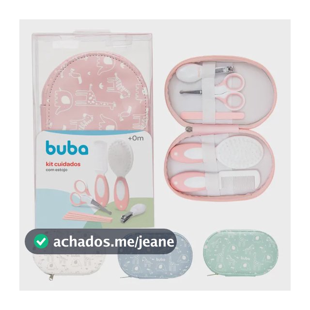 Kit Higiene Bebê Cuidados Pente Escova Manicure E Bolsa Buba