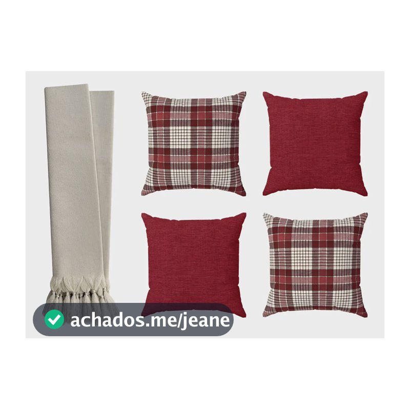 Kit Manta Sofá Gigante 3 Metros Com 4 Capas Em Linho Xadrez Cor Vermelho