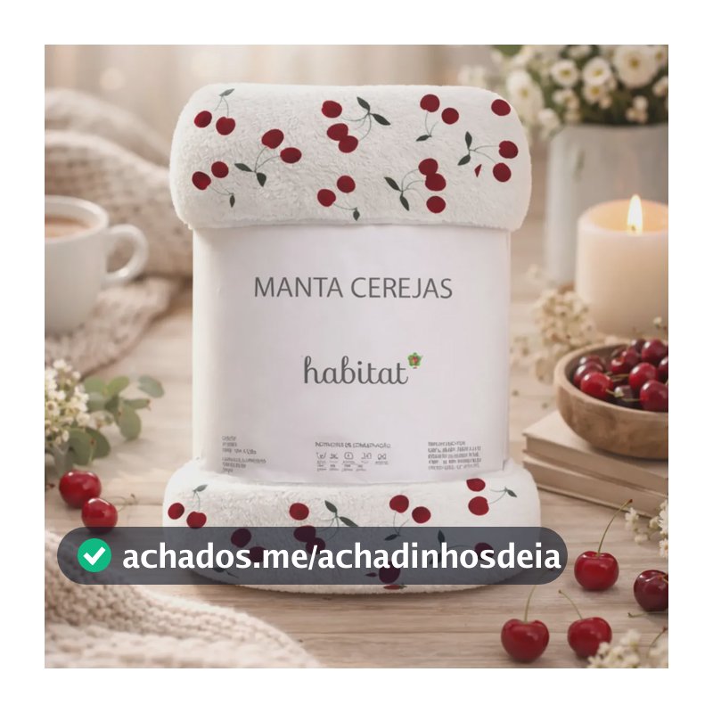 Manta Casal Macia Quentinha Microfibra Antialérgica Cereja Cereja 1.1 G Branca