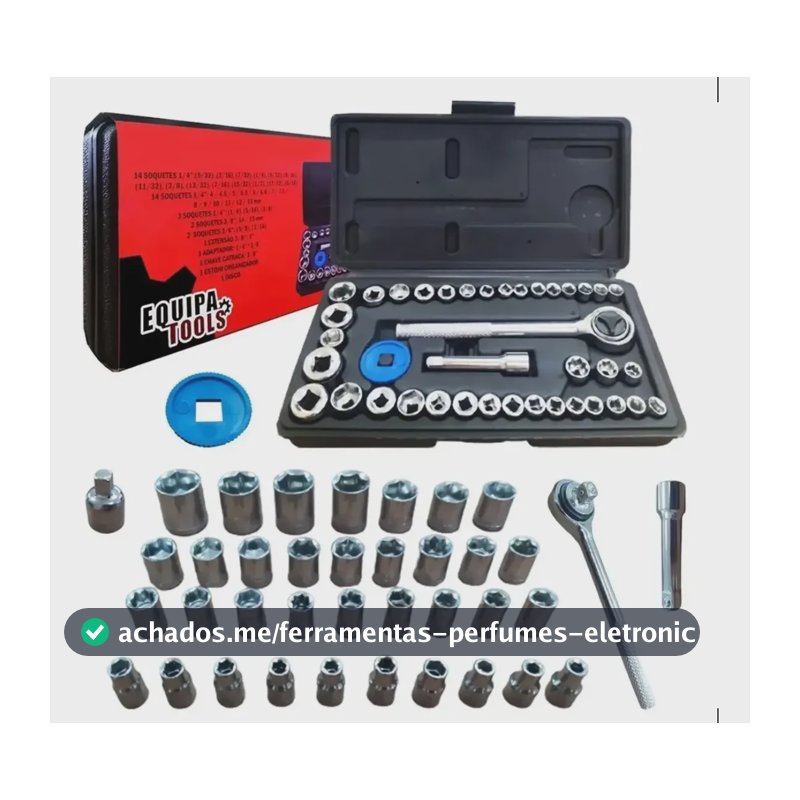 Kit Jogo Soquete Com Catraca Reversível 40 Peças E Maleta