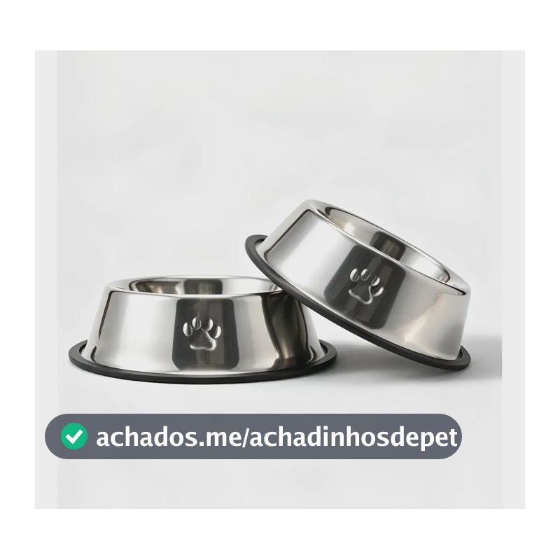 Kit 2 Tigelas Inox Cachorro Antiderrapante 600ml Pet