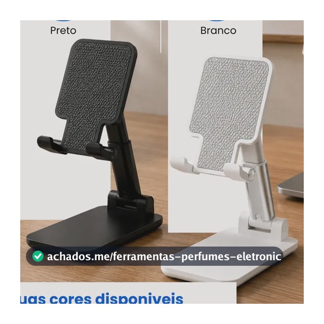 Kit 2 Suportes Celular Tablet De Mesa Ajustável Dobrável 1 Branco E 1 Preto