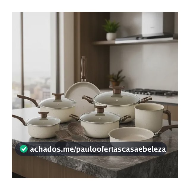 Conjunto Panelas Antiaderente 10 Peças Antiaderente Baunilha Bege