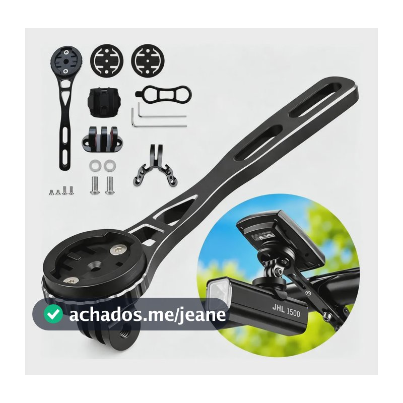 Suporte Gps Garmin Guidão Integrado Aero + Sup Farol E Gopro Preto