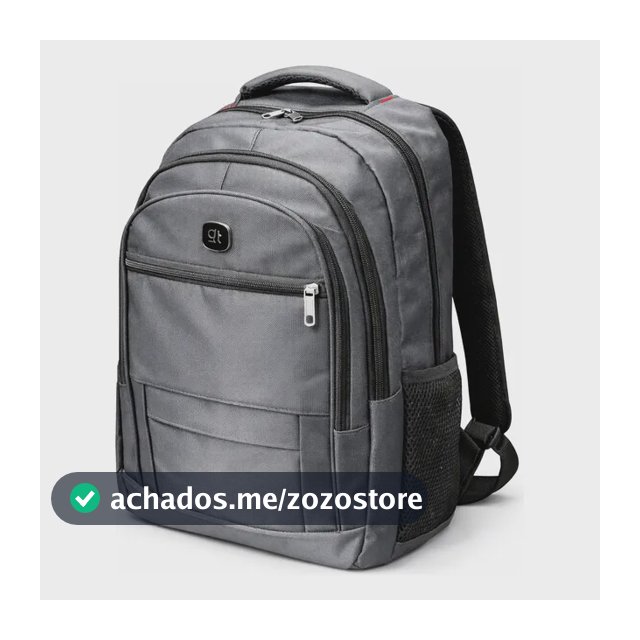Mochila Fashion Básica 40l Para Notebook Cinza Liso
