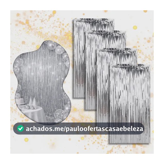 Kit 4 Cortina Metalizada Festa Fita Decoração Painel Franja Prata