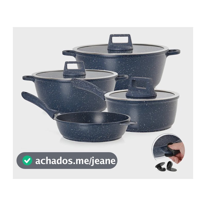 Jogo de Panelas Antiadere 4 Peças Graniflon Azul Marcamix Indução