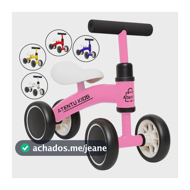 Bicicleta Infantil De Equilíbrio Sem Pedal Andador 4 Rodas Cor Rosa