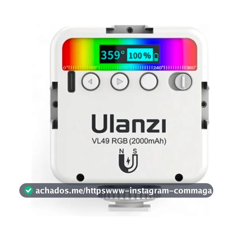 Lâmpada recarregável Ulanzi Vl49 Rgb para câmera ou smartphone com estrutura branca