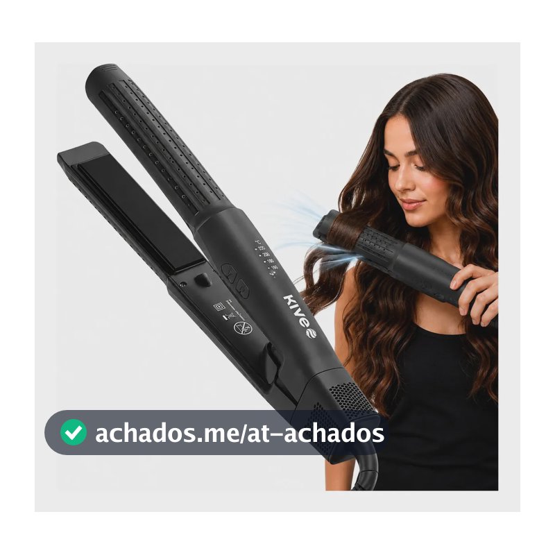 Chapinha 2 Em 1 Kive KV-865 Profissional Bivolt Alisa E Faz Cachos Com Jato Frio Íons Negativos Anti Frizz