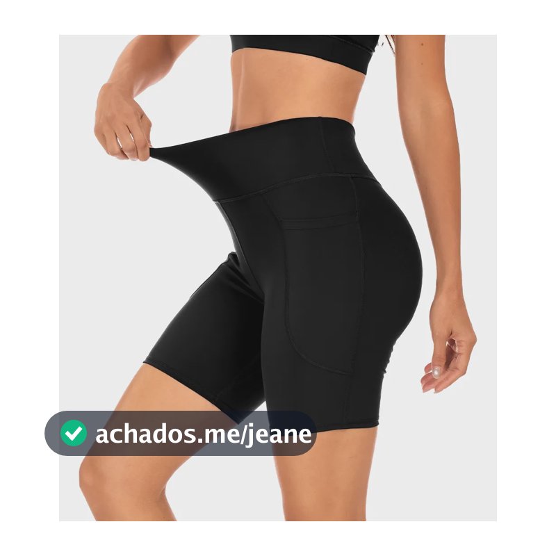 Shorts Academia Feminino Modelador Com Bolso Moda Feminina Preto Poliamida M