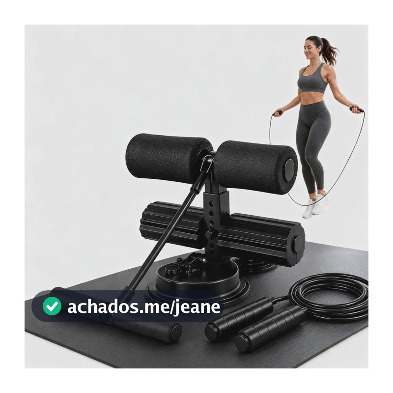 Aparelho Abdominal Com Ventosa Para Exercícios Em Casa Preto Com Pular Corda
