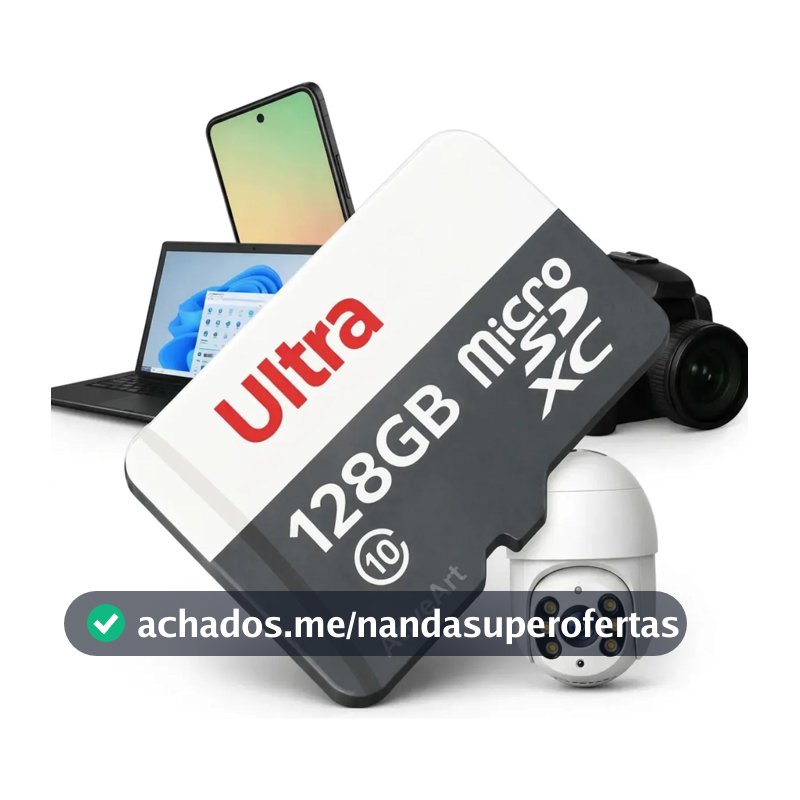Cartão De Memória 128 Gb Micro Sd Classe 10 Ultra 100mb/s, Para Drones, Celulares, Câmeras Wi-fi, Com Adaptador Sd