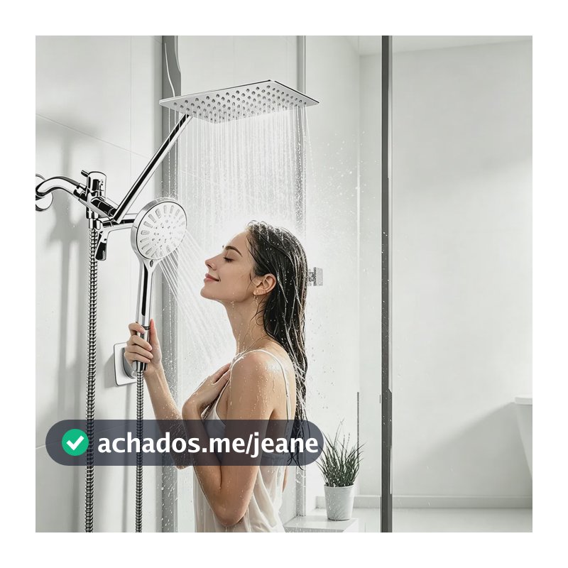 Chuveiro Quadrado Com Ducha Higiênica Kit Banheiro Inox Prateado Polido