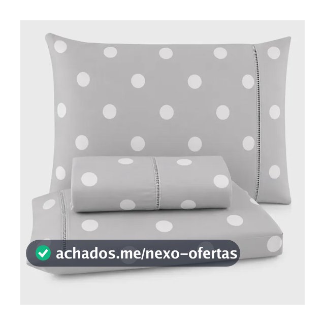 Jogo De Lençol Queen 3 Peças 400 Fios C/ Elástico Hotel Bolinhas Cinza