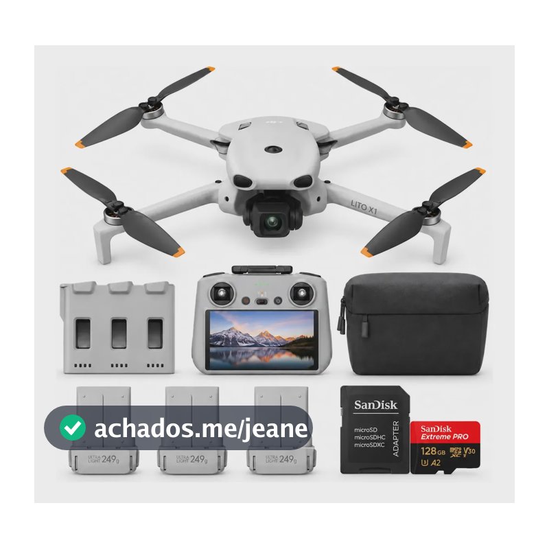 Drone Dji Lito X1 Fly More Combo Rc2 Com Tela + Cartão Nf Cinza