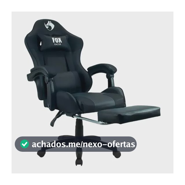 Cadeira Gamer Fox Racer Zerda Com Apoio De Pés Branca - W20 Preto Couro Sintético