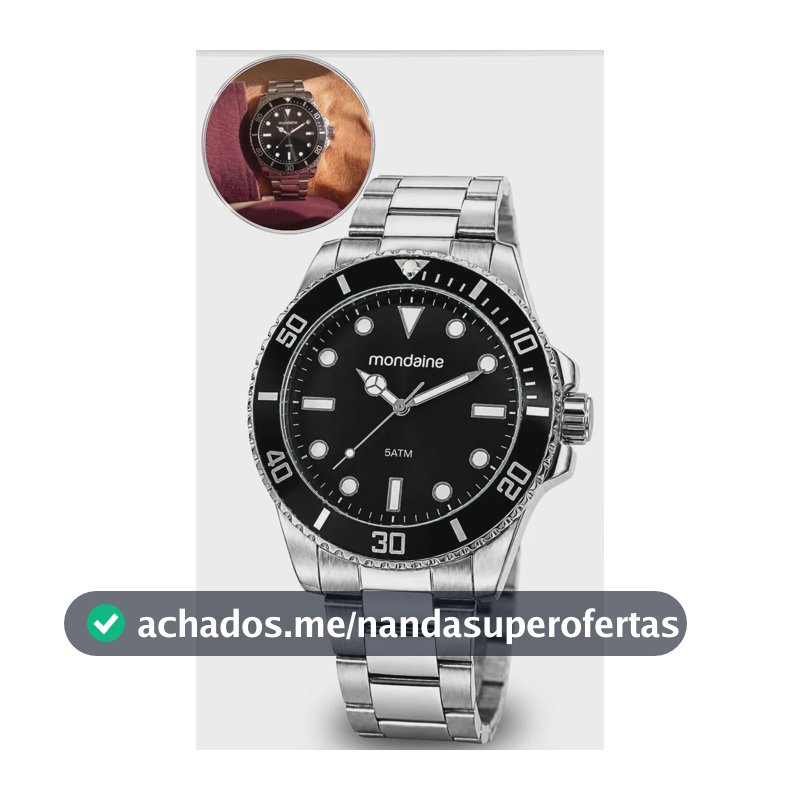 Relógio Prata Masculino Mondiane 32549g0mvne1 Cor da correia Prateado Cor do fundo Preto