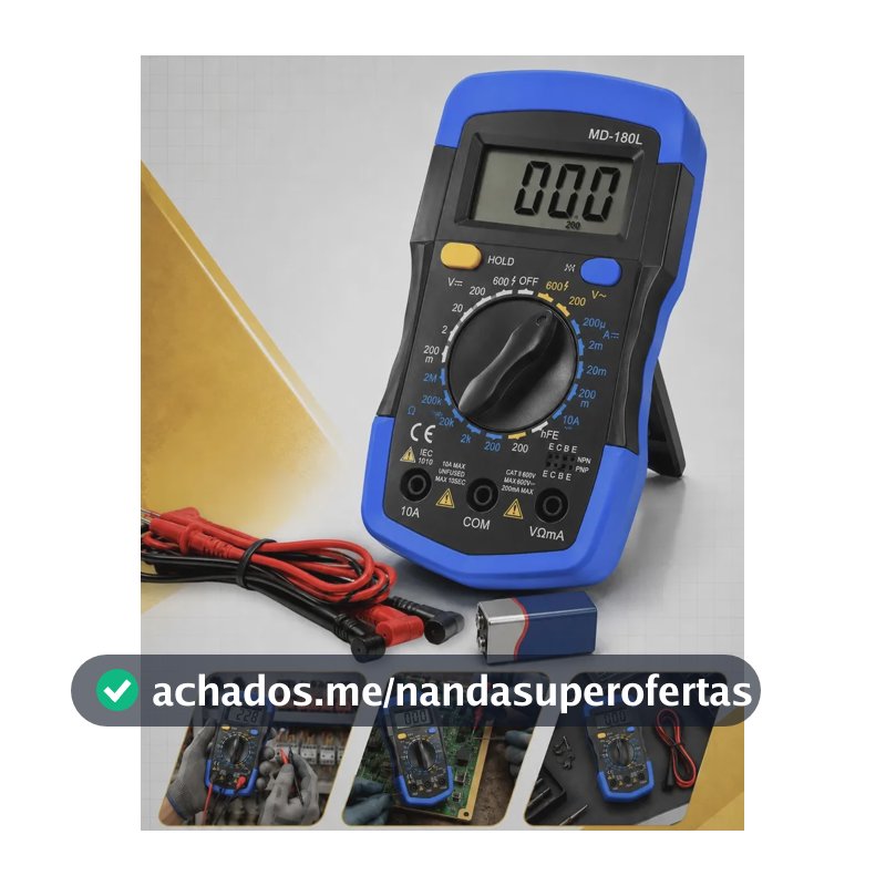 Multímetro Digital Profissional Lcd Iluminado Portátil Multifunções Ac Dc Bip Com Bateria