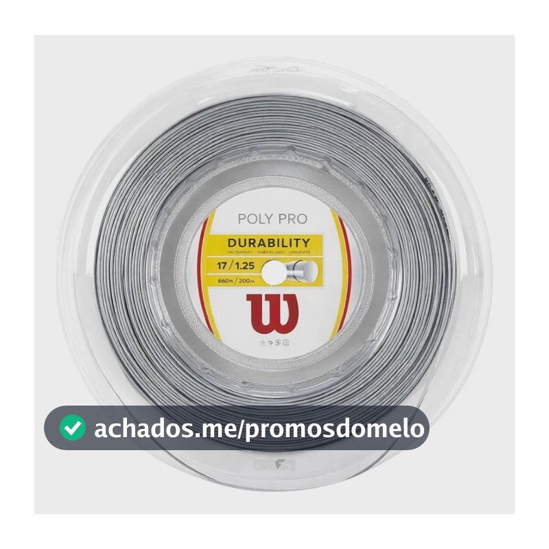 Rolo De Corda Wilson Poly Pro 125 200m Gauge 17 Cinza 1.25 Mm Cinza