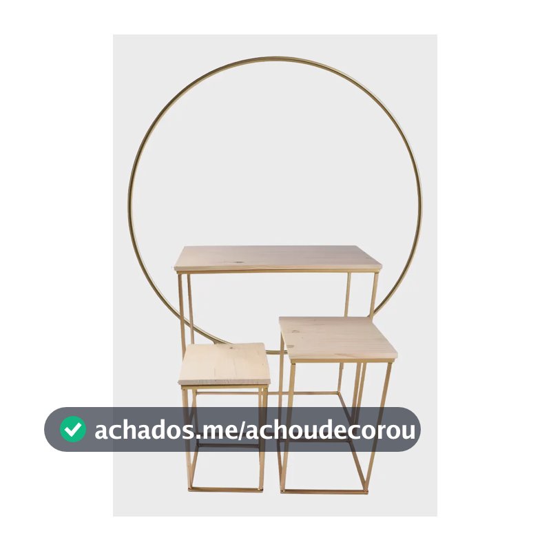 Decoração De Festa Kit Trio De Mesa + Arco Redondo Dourado