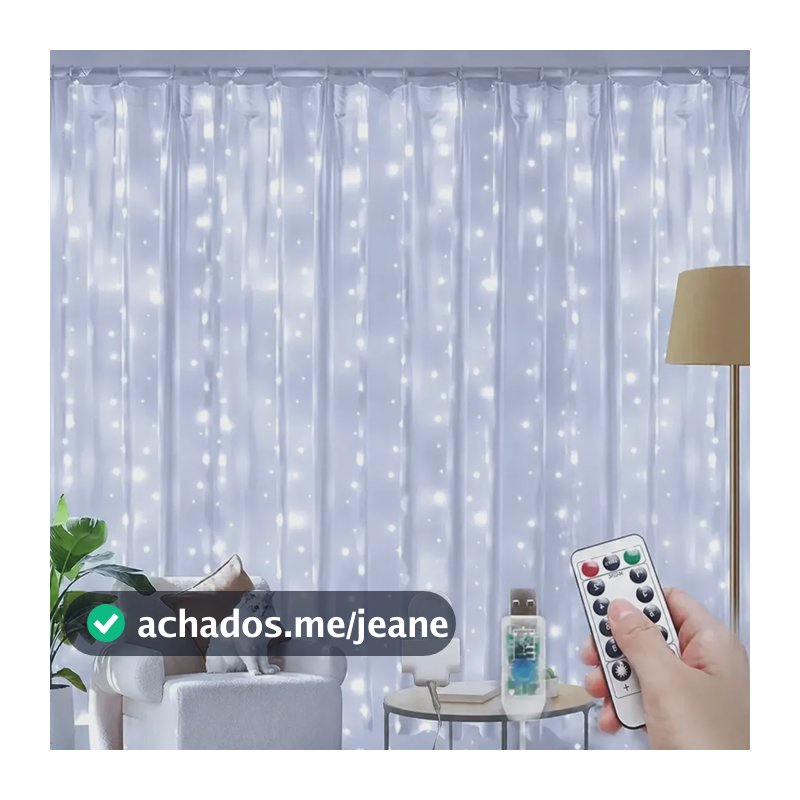 300 Leds 3x3 M Usb Luz De Cortina Decoraçãoluzes Natal Branco-frio 127/220v