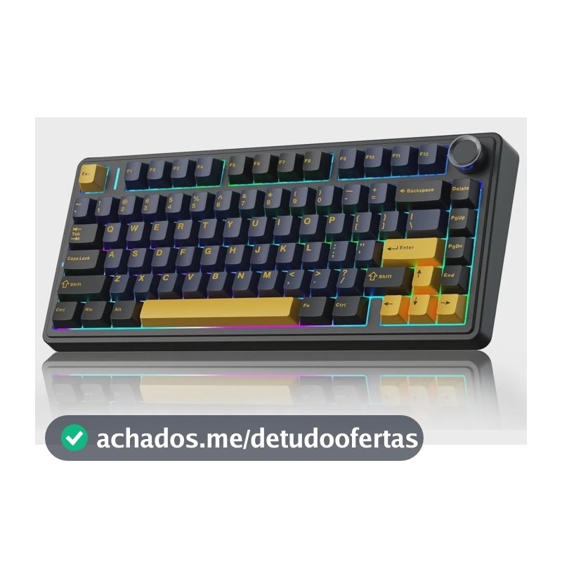 Teclado Mecânico Aula F75 RGB, Sem Fio, Bluetooth, Wireless 2.4ghz, Tri-Mode. Switch Leobog