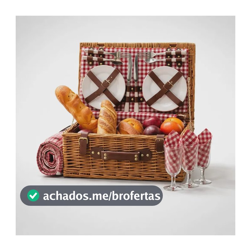 Cesta Picnic Pronta Completa Forro Termico Toalha Acessorios Kit