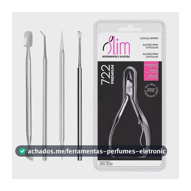 Kit 5 Manicure Alicate Slim Palito Desencravador Espátula
