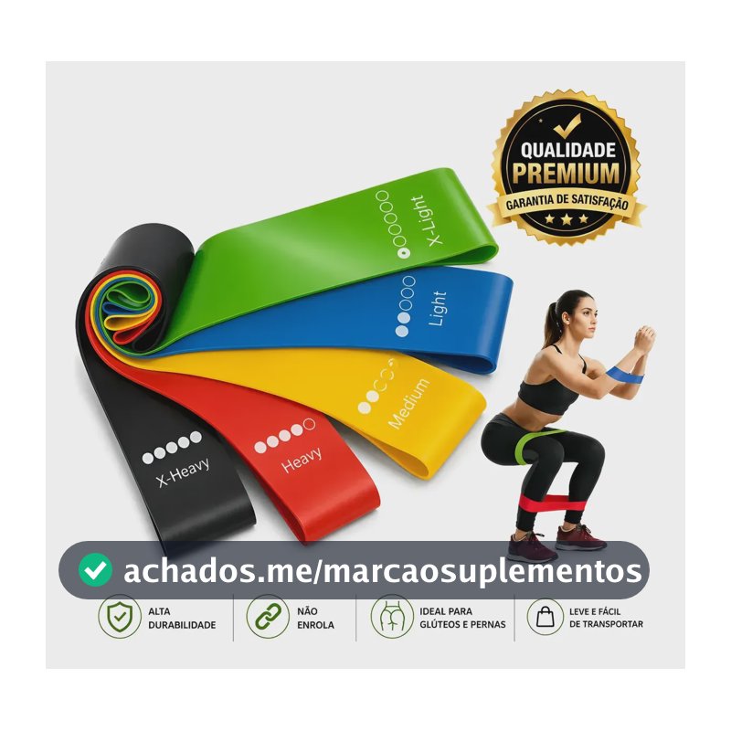 Kit 5 Faixa Elastica P/ Treino Extersor Super Band Academia