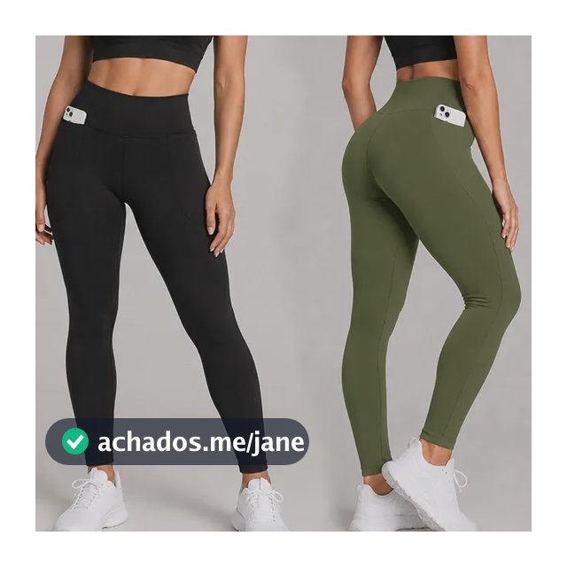 Kit 2 Calças Legging Feminina Grossa Cintura Alta Com Bolso
