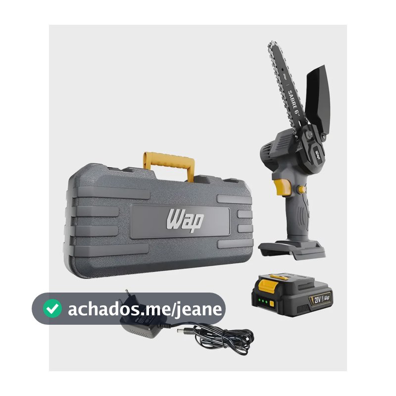 Motosserra Wap Portátil Poda E Corte K21 S01 Sabre A Bateria Cinza C/ Amarelo 127/220v