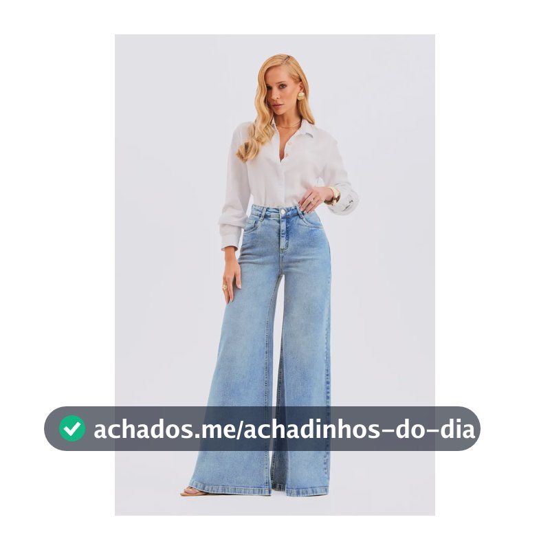 Calça Jeans Pantalona Basic Cós Super Alto Clara Modab Jeans Claro 40 Regular