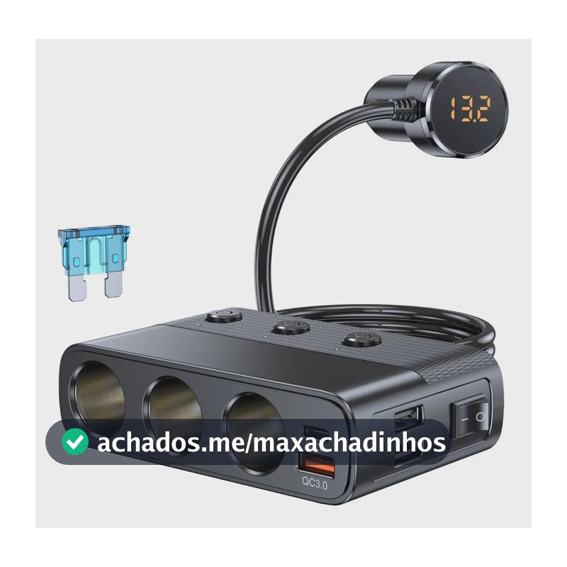 Adaptador Tomada Isqueiro Bmc 127w 3 Usb Pd30w/qc 3.0 Carro 12v/24v