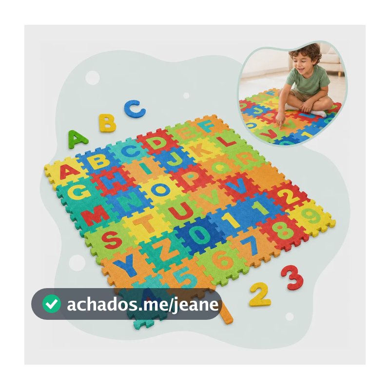 Tapete Infantil Bebê Seguro Lavável Eva 36 Peças Educativo Alfabeto Letras Números Tatame Colorido Criança Seguro Kizumba