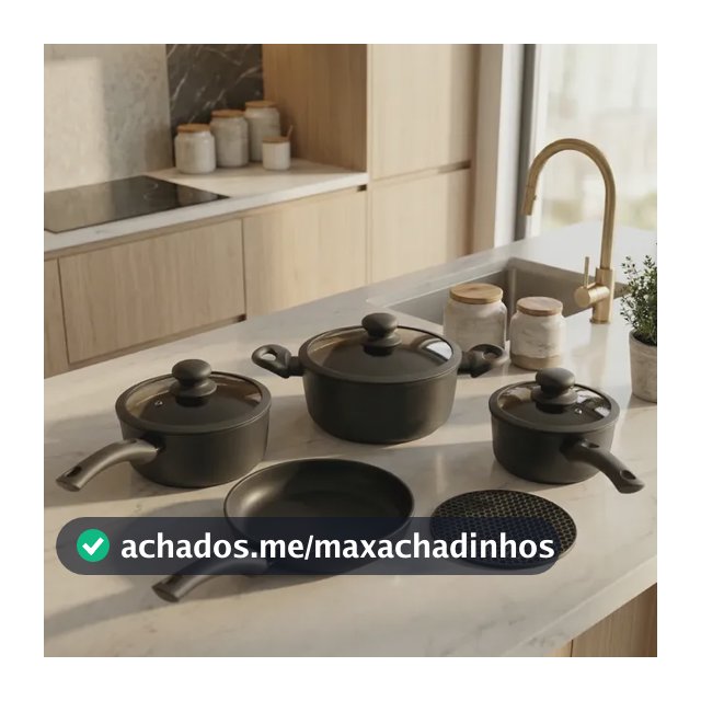 Jogo Panela Ceramica Antiaderente 5pç Tampa Silicone Induçao Preto