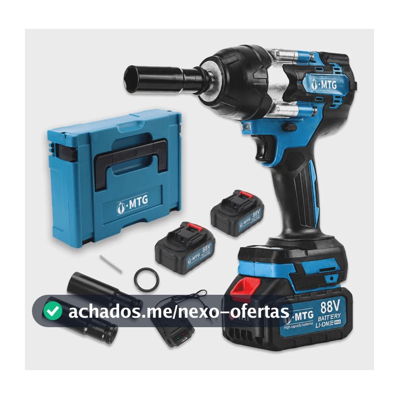 Chave De Impacto 1/2  88v  2 Baterias Mecânica Pesada Azul 127/220v 50/60hz