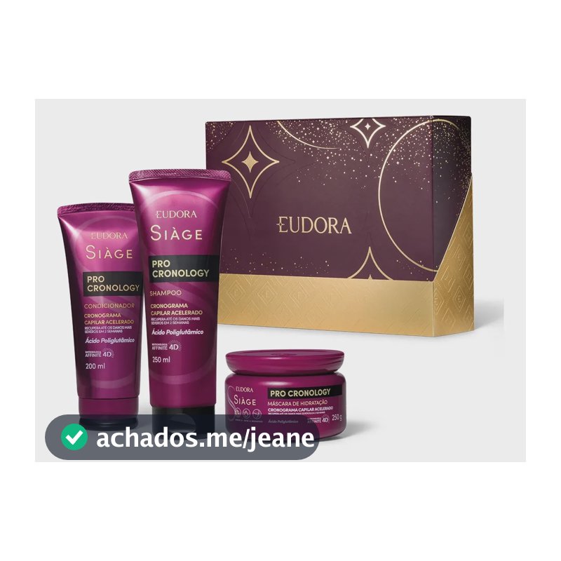 Shampoo, condicionador e máscara Eudora Siàge Pro Cronology hidratação de 450ml