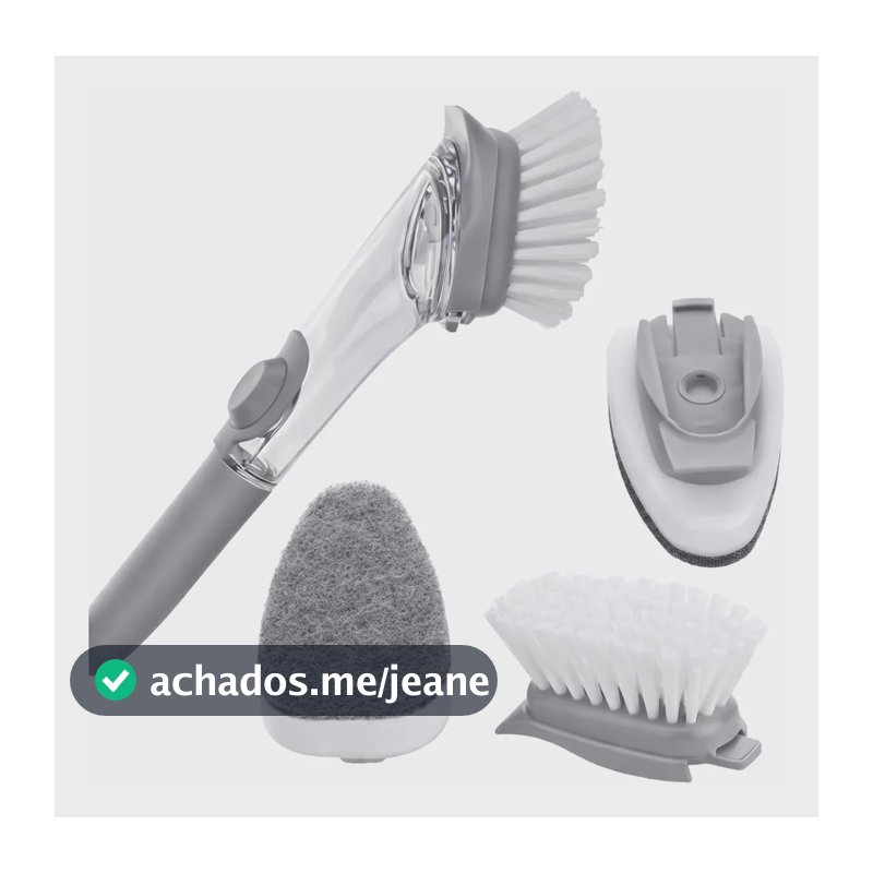Escova Louças Dispenser Detergente 2x1 Premium - Flex Cinza