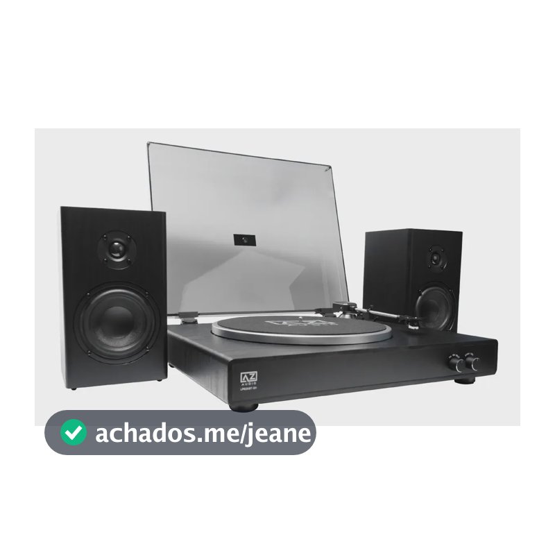 Toca-Discos AZ Audio AZ-LP60XBT Preto Bluetooth, Com Caixas Estéreo e Auto Stop