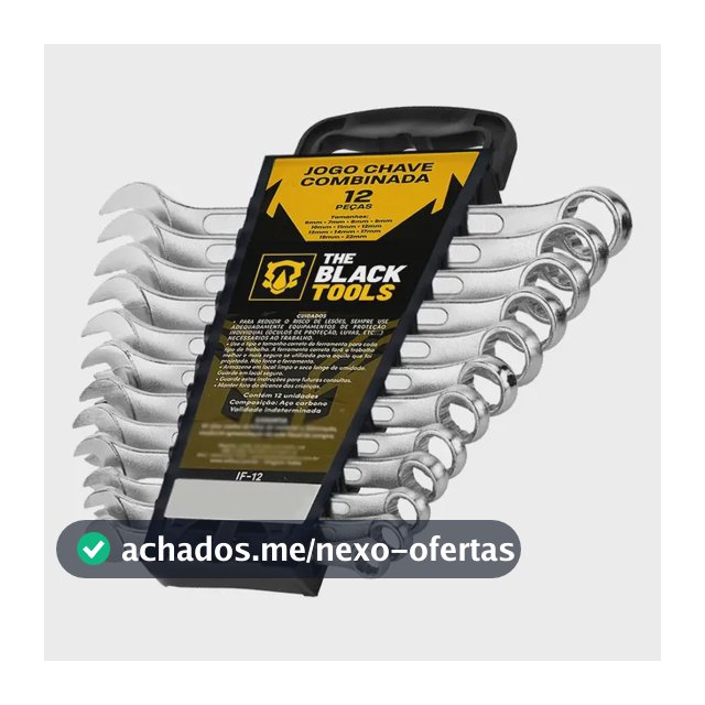 Jogo De Chave Boca E Estrela Combinada 12 Pçs Aço 6 22 Mm Cromada IF-12 The Black Tools