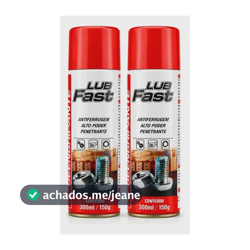 Kit 2 Lub Fast Lubrificante Spray 300ml Desengripante Incolor
