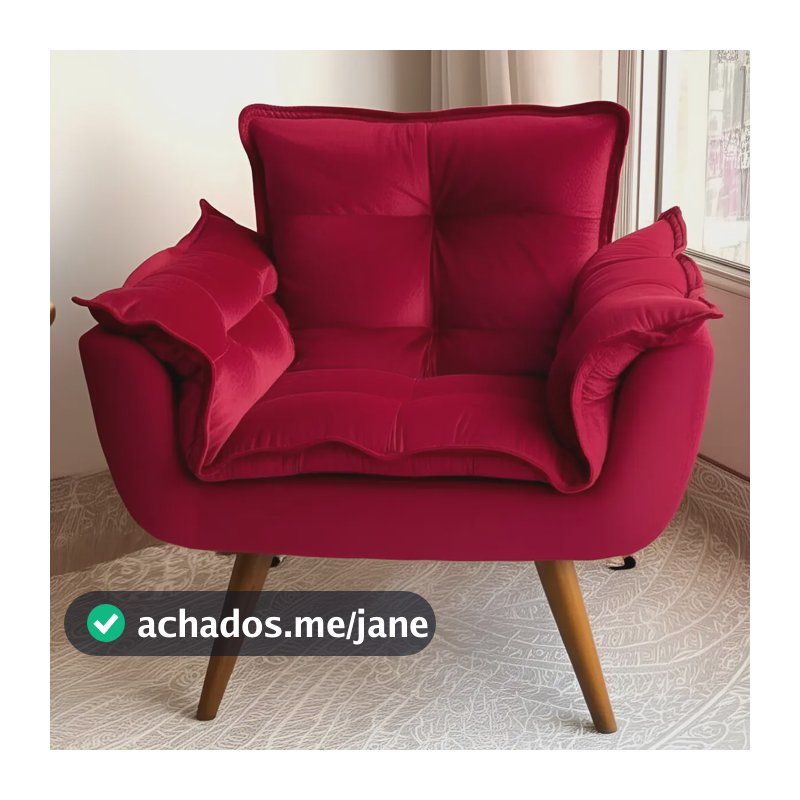 Poltrona Decorativa Opala Para Sala Confortável Arapongas Cor Vermelho