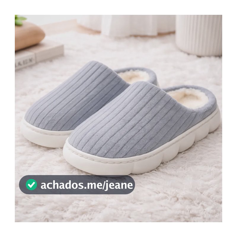 Pantufa Nuvem Antiderrapante Ultra Macio Leve Forrada Fofa Cinza Liso 37.38 Br