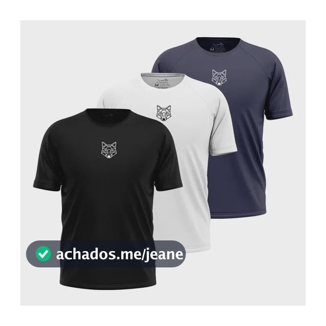 Kit 3 Camisetas Masculina Dry Alpha Lobo Geométrico