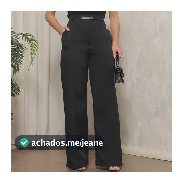 Calça Feminina Social Pantalona Com Cinto Para Trabalhar